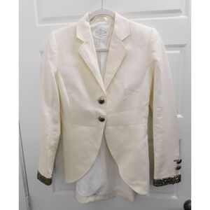 The Extreme Collection British Cream Linen Waist Coat Beaded Cuff‎ Size 38